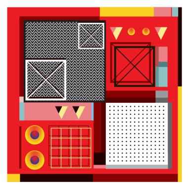 Trendy geometrik öğeleri memphis tasarımı renkli ve parlak. Retro 90s doku, desen ve öğeleri tarzı. Modern arka plan tasarımı ve kapak şablonu