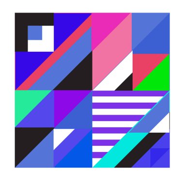 Trendy geometrik kaleydoskop öğeleri memphis tebrik kartları tasarımı. Retro tarzı doku, desen ve öğeleri. Modern soyut tasarım poster ve kapak şablonu