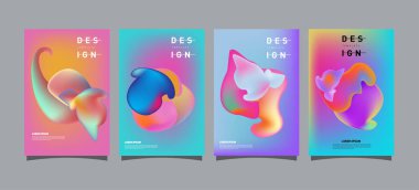 Renkli soyut sıvı ve sıvı poster ve kapak tasarımı. En az geometrik desen degradeler arka planlar
