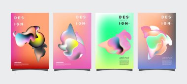 Renkli soyut sıvı ve sıvı poster ve kapak tasarımı. En az geometrik desen degradeler arka planlar