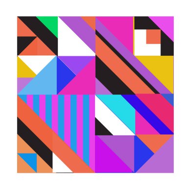 Trendy geometrik kaleydoskop öğeleri memphis tebrik kartları tasarımı. Retro tarzı doku, desen ve öğeleri. Modern soyut tasarım poster ve kapak şablonu