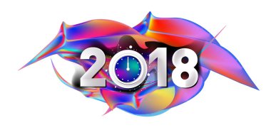 2018 yeni yıl renkli akrilik boya 3d tasarım öğesi sunumlar, el ilanları, broşürler, kartpostallar ve posterler için arka plan üzerinde. Vektör çizim