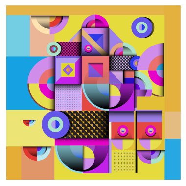 Modaya uygun curvy geometrik memphis öğeleri renkli bir tasarım. Retro 90s doku, desen ve öğeleri tarzı. Modern soyut kültür arka plan tasarımı ve kapak şablonu.