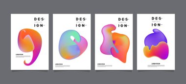 Renkli soyut sıvı ve sıvı poster ve kapak tasarımı. En az geometrik desen degradeler arka planlar