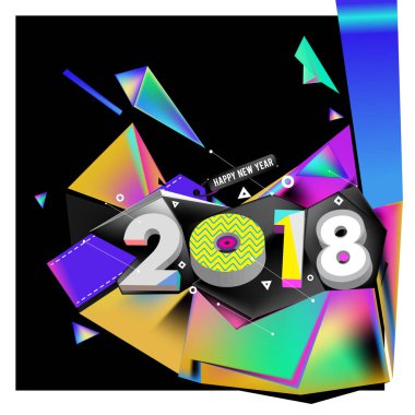 2018 yeni yıl renkli akrilik boya 3d tasarım öğesi sunumlar, el ilanları, broşürler, kartpostallar ve posterler için arka plan üzerinde. Vektör çizim