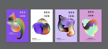Renkli soyut sıvı ve sıvı poster ve kapak tasarımı. En az geometrik desen degradeler arka planlar