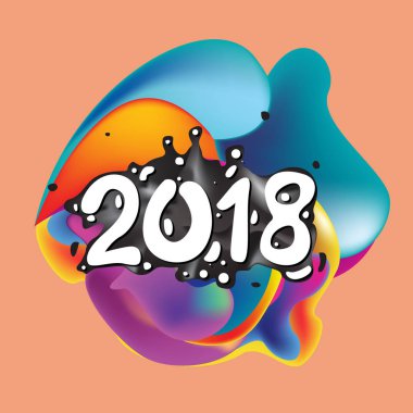 2018 mutlu yeni yıl tatil tebrik kartı sıvı renkli arka plan üzerinde
