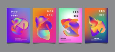 Renkli soyut sıvı ve sıvı poster ve kapak tasarımı. En az geometrik desen degradeler arka planlar