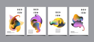 Renkli soyut sıvı ve sıvı poster ve kapak tasarımı. En az geometrik desen degradeler arka planlar