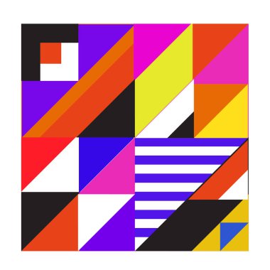 Trendy geometrik kaleydoskop öğeleri memphis tebrik kartları tasarımı. Retro tarzı doku, desen ve öğeleri. Modern soyut tasarım poster ve kapak şablonu