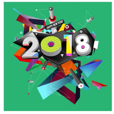 Yeni yıl 2018. Renkli tasarım.