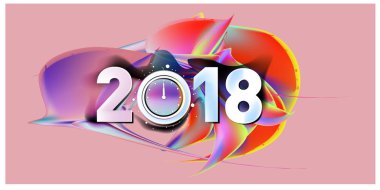 2018 yeni yıl renkli akrilik boya 3d tasarım öğesi sunumlar, el ilanları, broşürler, kartpostallar ve posterler için arka plan üzerinde. Vektör çizim