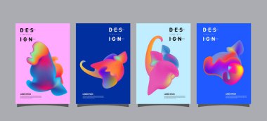 Renkli soyut sıvı ve sıvı poster ve kapak tasarımı. En az geometrik desen degradeler arka planlar