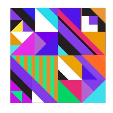 Trendy geometrik kaleydoskop öğeleri memphis tebrik kartları tasarımı. Retro tarzı doku, desen ve öğeleri. Modern soyut tasarım poster ve kapak şablonu