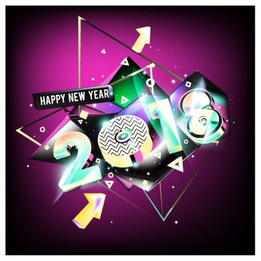Yeni yıl 2018. Renkli tasarım.