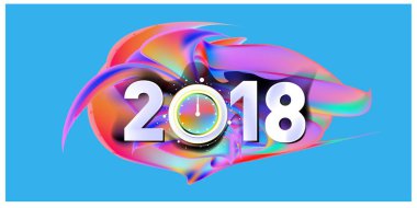 2018 yeni yıl renkli akrilik boya 3d tasarım öğesi sunumlar, el ilanları, broşürler, kartpostallar ve posterler için arka plan üzerinde. Vektör çizim