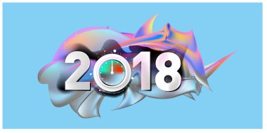 2018 yeni yıl renkli akrilik boya 3d tasarım öğesi sunumlar, el ilanları, broşürler, kartpostallar ve posterler için arka plan üzerinde. Vektör çizim