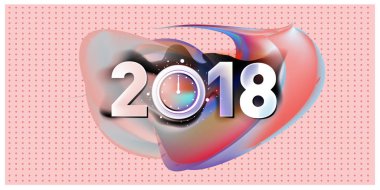 2018 yeni yıl renkli akrilik boya 3d tasarım öğesi sunumlar, el ilanları, broşürler, kartpostallar ve posterler için arka plan üzerinde. Vektör çizim