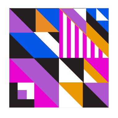 Trendy geometrik kaleydoskop öğeleri memphis tebrik kartları tasarımı. Retro tarzı doku, desen ve öğeleri. Modern soyut tasarım poster ve kapak şablonu