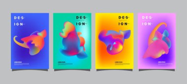 Renkli soyut sıvı ve sıvı poster ve kapak tasarımı. En az geometrik desen degradeler arka planlar