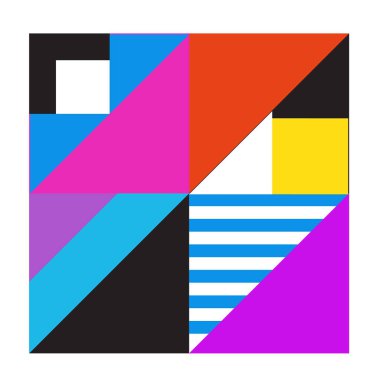 Trendy geometrik kaleydoskop öğeleri memphis tebrik kartları tasarımı. Retro tarzı doku, desen ve öğeleri. Modern soyut tasarım poster ve kapak şablonu