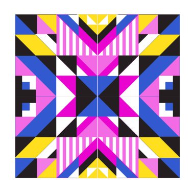 Trendy geometrik kaleydoskop öğeleri memphis tebrik kartları tasarımı. Retro tarzı doku, desen ve öğeleri. Modern soyut tasarım poster ve kapak şablonu