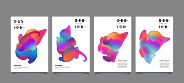 Renkli soyut sıvı ve sıvı poster ve kapak tasarımı. En az geometrik desen degradeler arka planlar