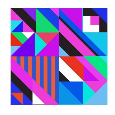 Trendy geometrik kaleydoskop öğeleri memphis tebrik kartları tasarımı. Retro tarzı doku, desen ve öğeleri. Modern soyut tasarım poster ve kapak şablonu