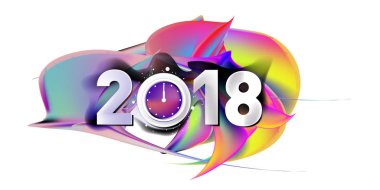 2018 yeni yıl renkli akrilik boya 3d tasarım öğesi sunumlar, el ilanları, broşürler, kartpostallar ve posterler için arka plan üzerinde. Vektör çizim