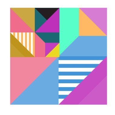 Trendy geometrik kaleydoskop öğeleri memphis tebrik kartları tasarımı. Retro tarzı doku, desen ve öğeleri. Modern soyut tasarım poster ve kapak şablonu