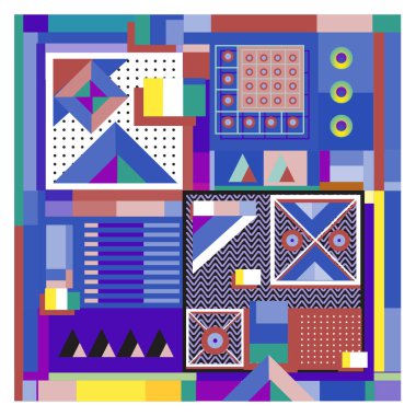 Trendy geometrik öğeleri memphis tasarımı renkli ve parlak. Retro 90s doku, desen ve öğeleri tarzı. Modern arka plan tasarımı ve kapak şablonu