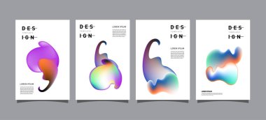 Renkli soyut sıvı ve sıvı poster ve kapak tasarımı. En az geometrik desen degradeler arka planlar
