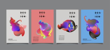 Renkli soyut sıvı ve sıvı poster ve kapak tasarımı. En az geometrik desen degradeler arka planlar