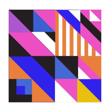 Trendy geometrik kaleydoskop öğeleri memphis tebrik kartları tasarımı. Retro tarzı doku, desen ve öğeleri. Modern soyut tasarım poster ve kapak şablonu