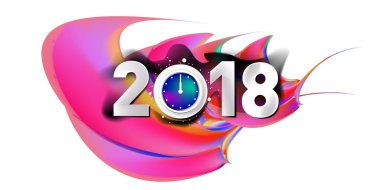 2018 yeni yıl renkli akrilik boya 3d tasarım öğesi sunumlar, el ilanları, broşürler, kartpostallar ve posterler için arka plan üzerinde. Vektör çizim