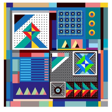 Trendy geometrik öğeleri memphis tasarımı renkli ve parlak. Retro 90s doku, desen ve öğeleri tarzı. Modern arka plan tasarımı ve kapak şablonu