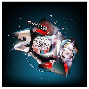 Yeni yıl 2018. Renkli tasarım.