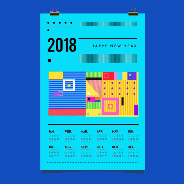 Kalendervorlage Für Das Neue Jahr 2018 Kalender Und Poster Design — Stockvektor