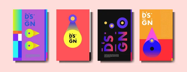 Minimalist Vector Copre Design Set Forma Fresca Dei Gradienti Geometrici — Vettoriale Stock