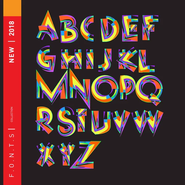 Vector Colorful Alphabet Unique Fonts Design Illustration Template Typography Poster — Stock Vector