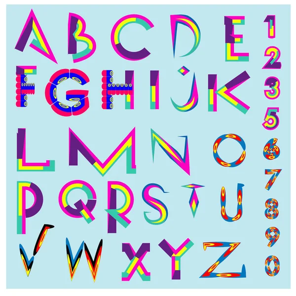 Vector Colorful Alphabet Unique Fonts Design Illustration Template Typography Poster — Stock Vector