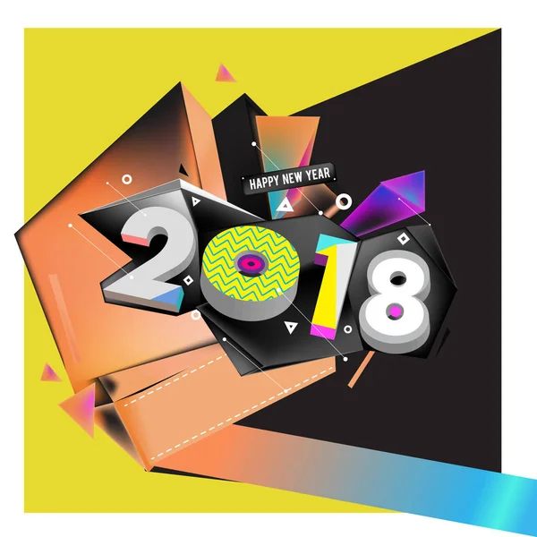 2018 Año Nuevo Fondo Colorido Elemento Diseño Pintura Acrílica Para — Vector de stock