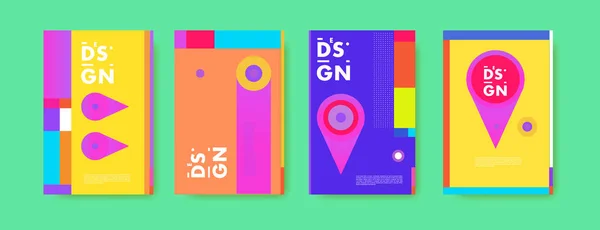 Minimalistická Vector Zahrnuje Design Set Cool Přechody Geometrické Obrazce Futuristické — Stockový vektor