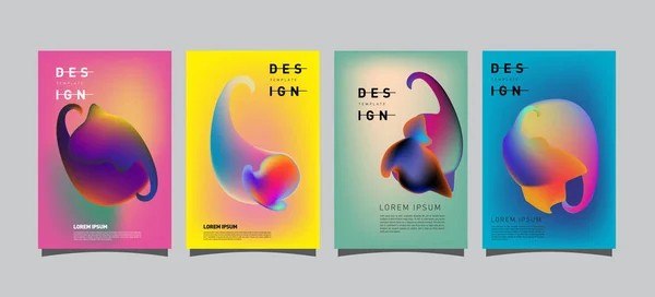 Poster Liquido Fluido Colorato Astratto Design Copertina Sfondi Con Gradienti — Vettoriale Stock