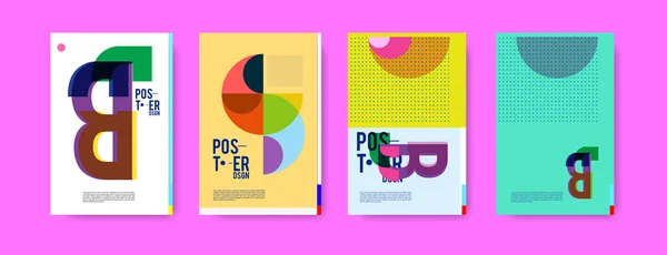 Renkli Geometrik Tasarım Poster Kapak Geometrik Desen Degradeler Arka Planlar — Stok Vektör