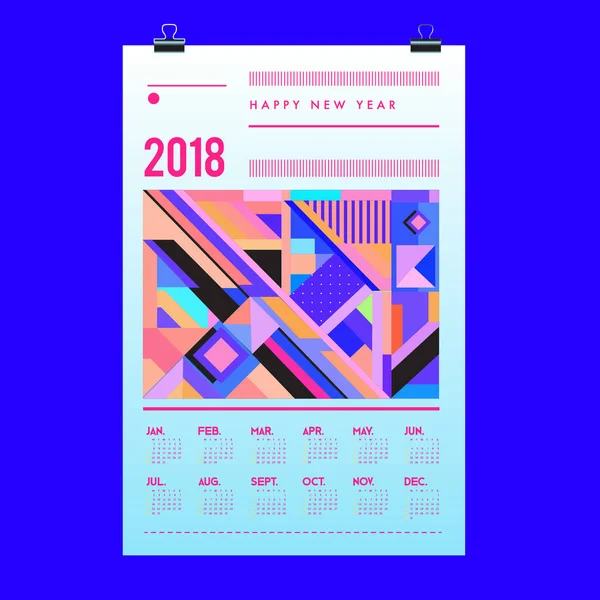 Kalendervorlage Für Das Neue Jahr 2018 Kalender Und Poster Design — Stockvektor