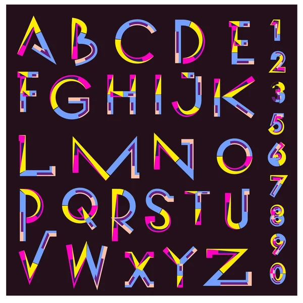 カラフルなアルファベットのベクトル デザインやイラストのテンプレートのユニークなフォントです ポスターとの見出しの文書用の体裁 — ストックベクタ