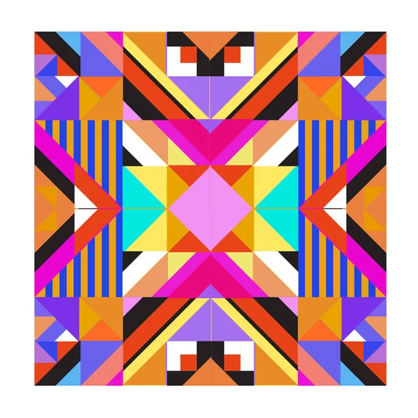 Trendy Geometric Kaleidoscope Elements Memphis Greeting Cards Design Retro Style — Stock Vector