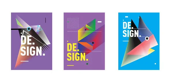 Minimalistische Vektorabdeckungen Designset Kühle Geometrische Verlaufsformen Futuristische Plakatvorlage — Stockvektor