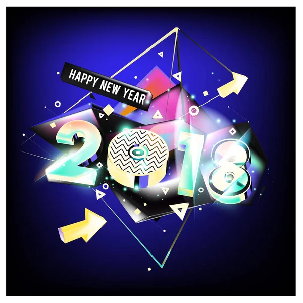 New Year 2018 Kleurrijk Ontwerp — Stockvector